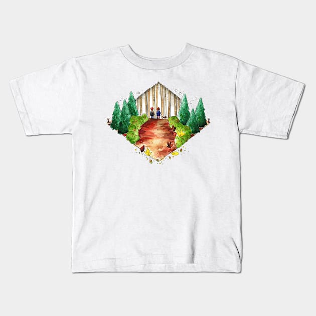 Forest Walks Kids T-Shirt by Vicky Kuhn Illustration